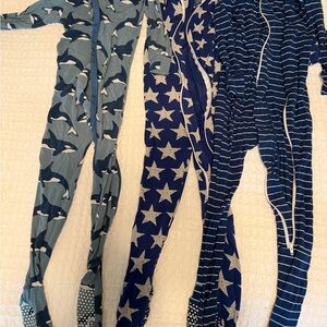Three Kickee Pants 2T Footies - Blue and Gray Patterns